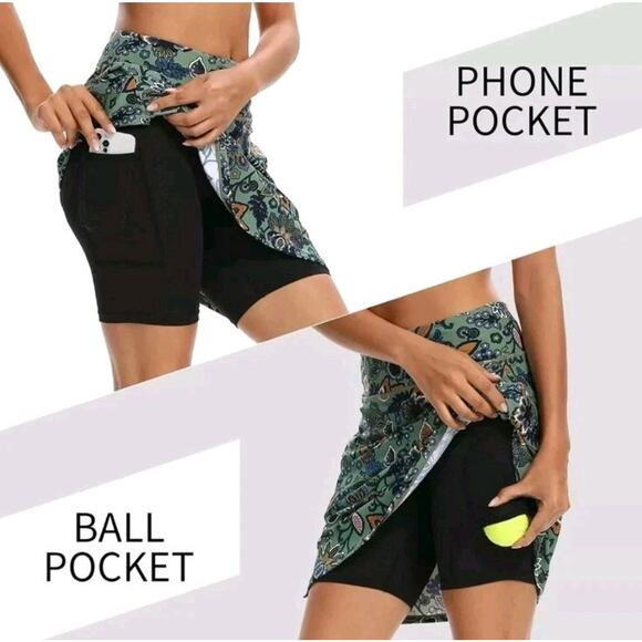 MOTEEPI Golf Skort Knee Length Pickleball Tennis Gypsophila Green XL Activewear - Picture 5 of 12